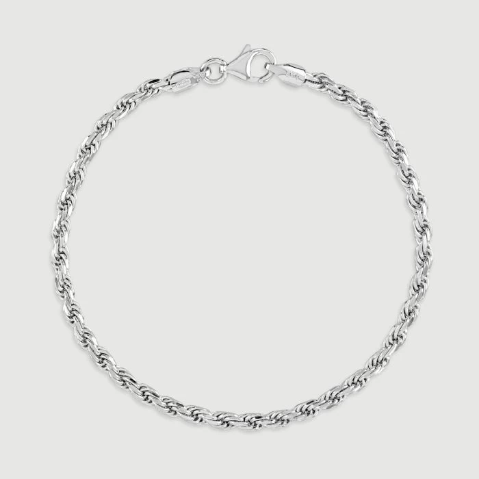 Sterling Silver 3.3mm Diamond Cut Rope Bracelet 1 Sterling Silver 3.3mm Diamond Cut Rope Bracelet