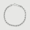 Sterling Silver 4.7mm Diamond Cut Rope Link Bracelet