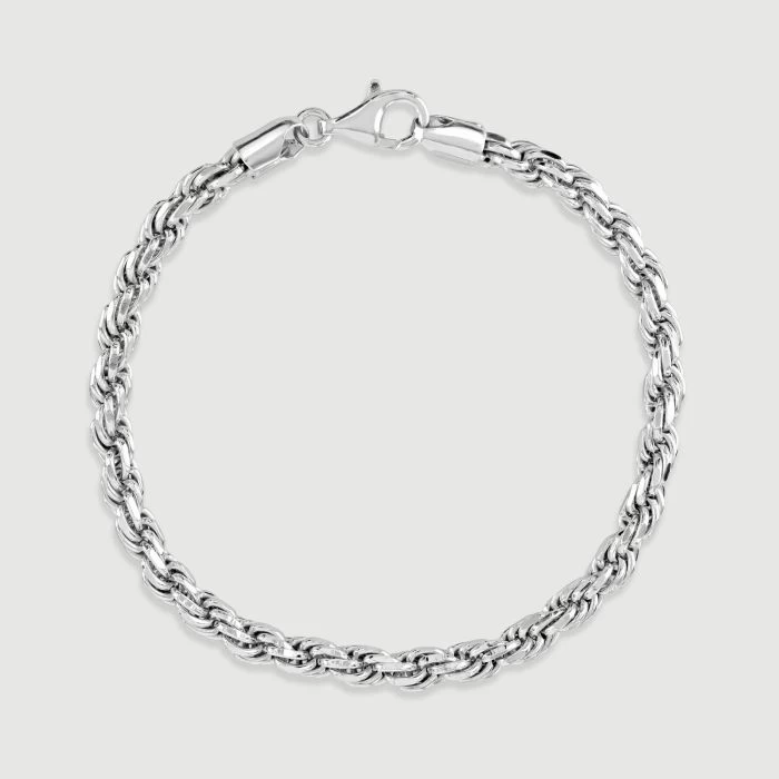 Sterling Silver 4.7mm Diamond Cut Rope Link Bracelet 1 Sterling Silver 4.7mm Diamond Cut Rope Link Bracelet