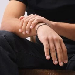 Sterling Silver 3.3mm Diamond Cut Rope Bracelet 10 Sterling Silver 3.3mm Diamond Cut Rope Bracelet -Fashion Accessories Store sterling silver rope bracelet male model close view tchbrro33 2000q6