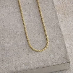 9ct Yellow Gold Plated 1.8mm Diamond Cut Rope Chain Necklace -Fashion Accessories Store sterling silver rope chain 1 8 mm yg 2