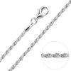 Sterling Silver 1.8mm Diamond Cut Rope Chain Necklace