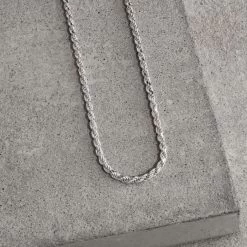 Sterling Silver 2.3mm Diamond Cut Rope Chain Necklace -Fashion Accessories Store sterling silver rope chain 2 3 mm 2