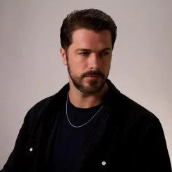 Sterling Silver 1.8mm Diamond Cut Rope Chain Necklace -Fashion Accessories Store sterling silver rope chain male model far view tchro18 2000q6