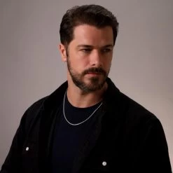 Sterling Silver 2.3mm Diamond Cut Rope Chain Necklace -Fashion Accessories Store sterling silver rope chain male model far view tchro23 2000q6