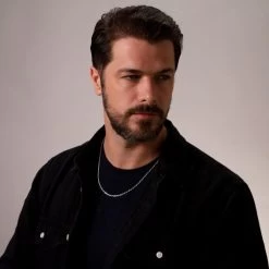 Sterling Silver 2.8mm Diamond Cut Rope Chain Necklace -Fashion Accessories Store sterling silver rope chain male model far view tchro28 2000q6