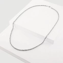 Sterling Silver 2.8mm Diamond Cut Rope Chain Necklace -Fashion Accessories Store sterling silver rope chain whole view grey tchro28 2000q6