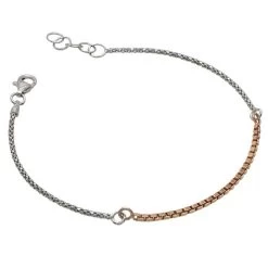 Sterling Silver Rose Gold Venetian Box Popcorn Bracelet