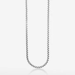 Sterling Silver 5.2mm Rounded Box Chain Necklace Thick -Fashion Accessories Store sterling silver round box chain hanging tchbxr52