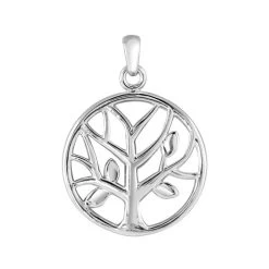 Sterling Silver Tree Of Life Circular Pendant