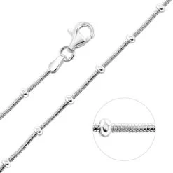 Sterling Silver Snake Chain Bobble Necklace With Disc Beads -Fashion Accessories Store sterling silver snake beaded bobble chain zoom 900
