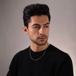 Sterling Silver 1.9mm Snake Chain Necklace 16 Sterling Silver 1.9mm Snake Chain Necklace -Fashion Accessories Store sterling silver snake chain male model far view tchrsn19 2000q6 1