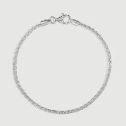 Sterling Silver 2.5mm Spiga Wheat Bracelet
