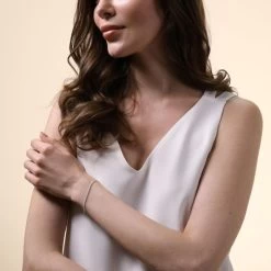 Sterling Silver 1.9mm Spiga Wheat Link Bracelet -Fashion Accessories Store sterling silver spiga bracelet female model far view tchbrsp19 2000q6