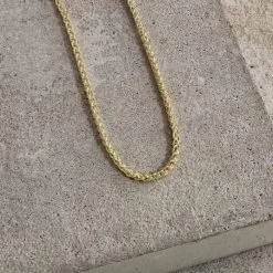 9ct Yellow Gold Plated 1.9mm Spiga Wheat Chain Necklace -Fashion Accessories Store sterling silver spiga chain 1 9 mm yg 1