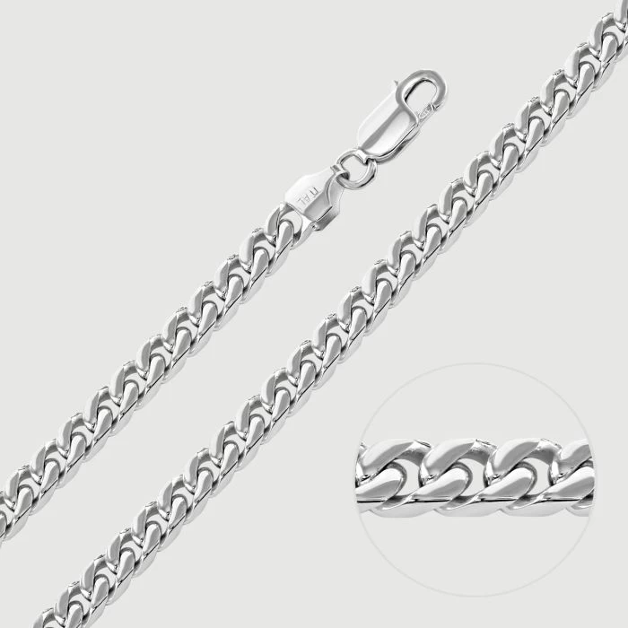 Sterling Silver 4.7mm Diamond Cut Square Curb Chain Necklace 1 Sterling Silver 4.7mm Diamond Cut Square Curb Chain Necklace