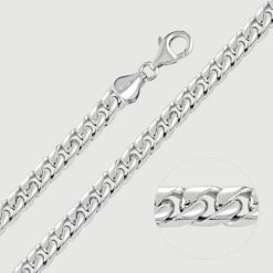 Sterling Silver 5.1mm Square Curb Chain Necklace