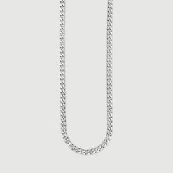 Sterling Silver 4.2mm Diamond Cut Square Curb Chain Necklace -Fashion Accessories Store sterling silver square curb chain hanging grey tchcbsq42 2000q6