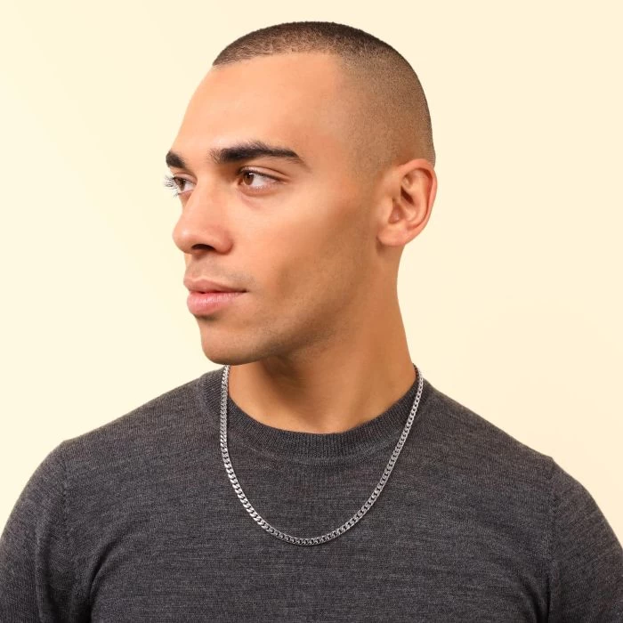 Sterling Silver 4.7mm Diamond Cut Square Curb Chain Necklace 5 Sterling Silver 4.7mm Diamond Cut Square Curb Chain Necklace - Image 5