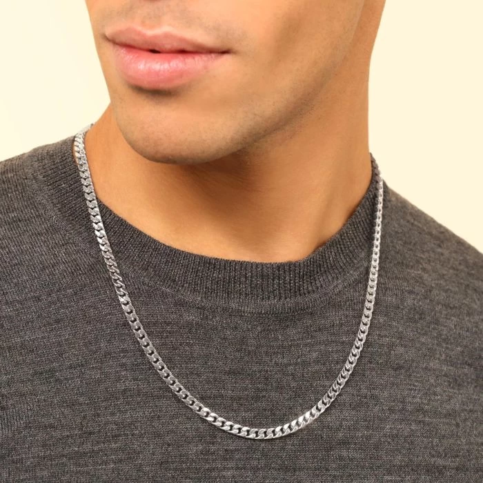 Sterling Silver 4.7mm Diamond Cut Square Curb Chain Necklace 4 Sterling Silver 4.7mm Diamond Cut Square Curb Chain Necklace - Image 4