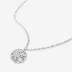 Sterling Silver 24mm Round St Christopher Necklace With Curb Chain -Fashion Accessories Store sterling silver st christopher necklace curb packshot angle stcrp24 cu24 2000q6