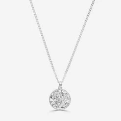 Sterling Silver 20mm Round St Christopher Necklace With Curb Chain -Fashion Accessories Store sterling silver st christopher necklace curb packshot front stcrp20 cu2 2000q6