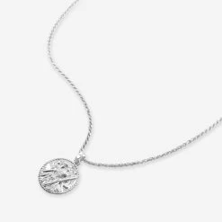 Sterling Silver 20mm Round St Christopher Necklace With Rope Chain -Fashion Accessories Store sterling silver st christopher necklace rope packshot angle stcrp20 ro18 2000q6