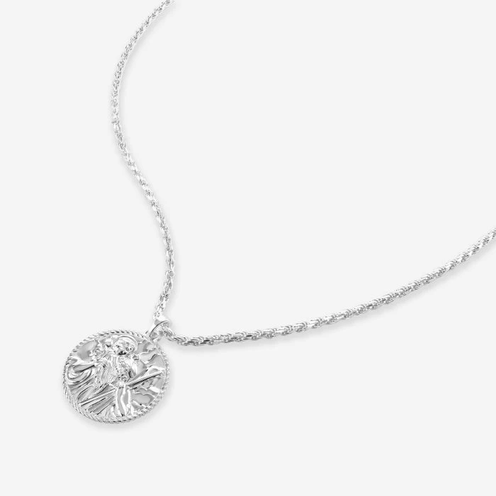 Sterling Silver 24mm Round St Christopher Necklace With Rope Chain 6 Sterling Silver 24mm Round St Christopher Necklace With Rope Chain - Image 6