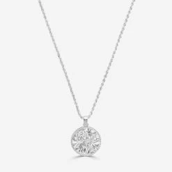 Sterling Silver 20mm Round St Christopher Necklace With Rope Chain -Fashion Accessories Store sterling silver st christopher necklace rope packshot front stcrp20 ro18 2000q6