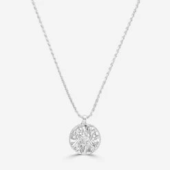 Sterling Silver 24mm Round St Christopher Necklace With Rope Chain 13 Sterling Silver 24mm Round St Christopher Necklace With Rope Chain -Fashion Accessories Store sterling silver st christopher necklace rope packshot front stcrp24 ro23 2000q6