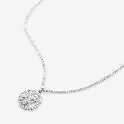 Sterling Silver 20mm Round St Christopher Necklace With Spiga Chain -Fashion Accessories Store sterling silver st christopher necklace spiga packshot angle stcrp20 sp19 2000q6