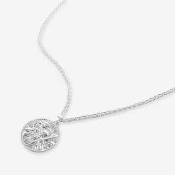 Sterling Silver 24mm Round St Christopher Necklace With Spiga Chain -Fashion Accessories Store sterling silver st christopher necklace spiga packshot angle stcrp24 sp25 2000q6