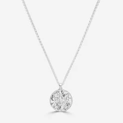 Sterling Silver 24mm Round St Christopher Necklace With Spiga Chain -Fashion Accessories Store sterling silver st christopher necklace spiga packshot front stcrp24 sp25 2000q6