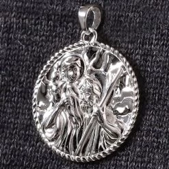 Sterling Silver Round St Christopher Pendant 24mm -Fashion Accessories Store sterling silver st christopher pendant super view stcrp24 800px
