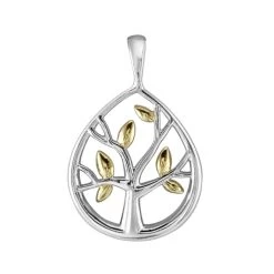 Sterling Silver Two Tone Tree Of Life Pendant