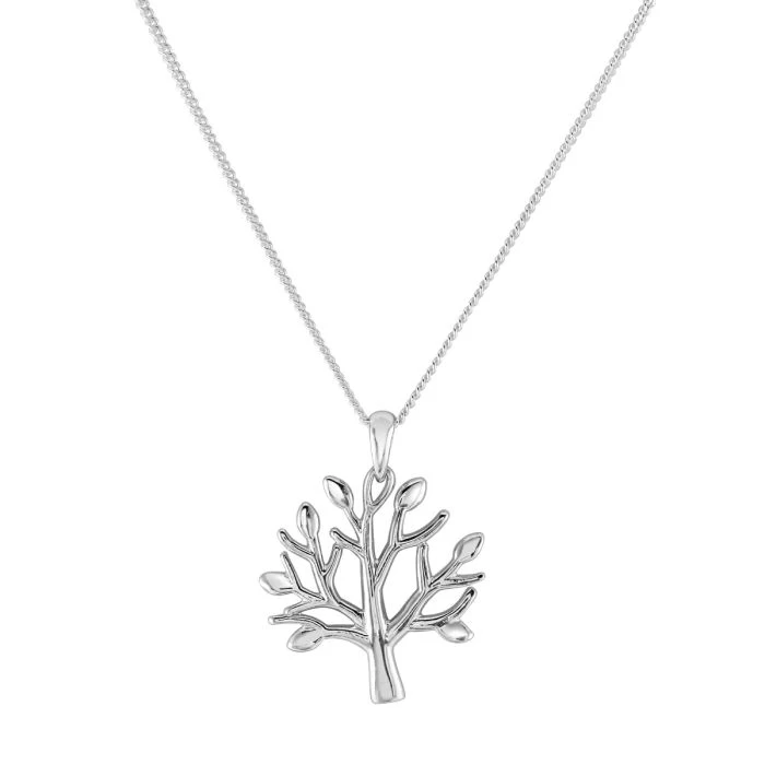 Sterling Silver Tree Of Life Necklace With Curb Chain 2 Sterling Silver Tree Of Life Necklace With Curb Chain - Image 2