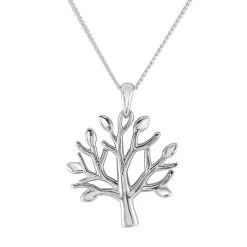 Sterling Silver Tree Of Life Necklace With Curb Chain