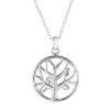 Sterling Silver Round Tree Of Life Necklace With Cable Chain