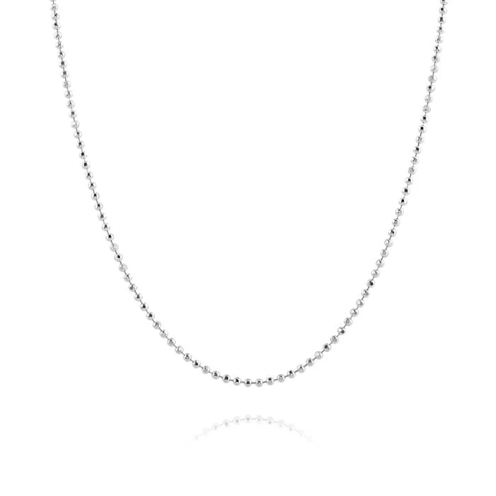 Sterling Silver 1.5mm Diamond Cut Ball Bead Chain Necklace 3 Sterling Silver 1.5mm Diamond Cut Ball Bead Chain Necklace - Image 3