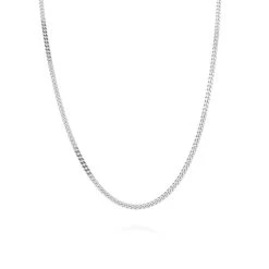 Sterling Silver 2mm Diamond Cut Curb Chain Necklace -Fashion Accessories Store tchcu2 hanging