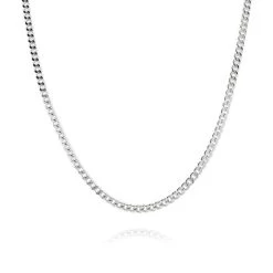 Sterling Silver 2.4mm Diamond Cut Curb Chain Necklace -Fashion Accessories Store tchcu24 hanging