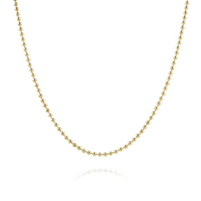 9ct Yellow Gold Plated 1.5mm Ball Bead Chain Necklace 2 9ct Yellow Gold Plated 1.5mm Ball Bead Chain Necklace - Image 2