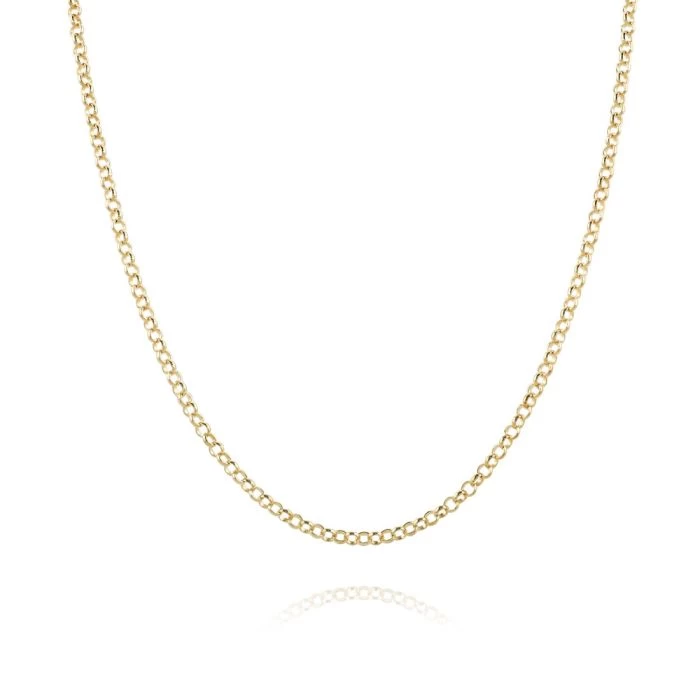 9ct Yellow Gold Plated 2mm Belcher Rolo Chain Necklace 2 9ct Yellow Gold Plated 2mm Belcher Rolo Chain Necklace - Image 2